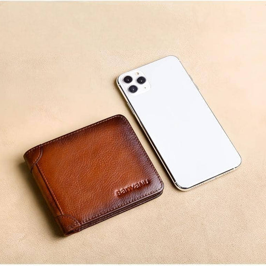 Men’s Horizontal Trifold Leather RFID Wallet - DOROCHEY