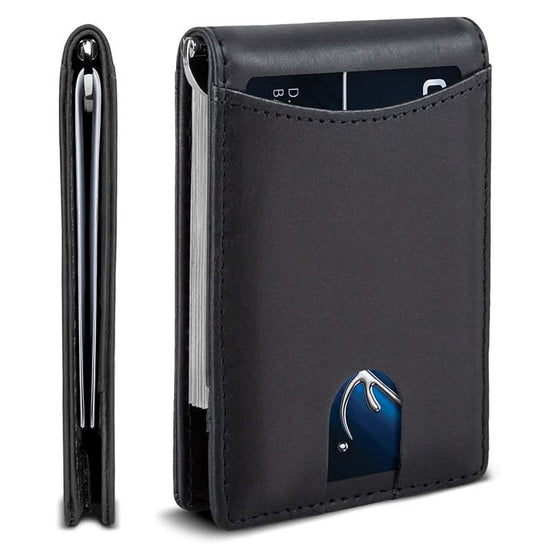 Ultra - thin Fashion Anti - theft Brush Wallet Leather Drawstring Card Case Short Bifold Men's Wallet - DOROCHEY