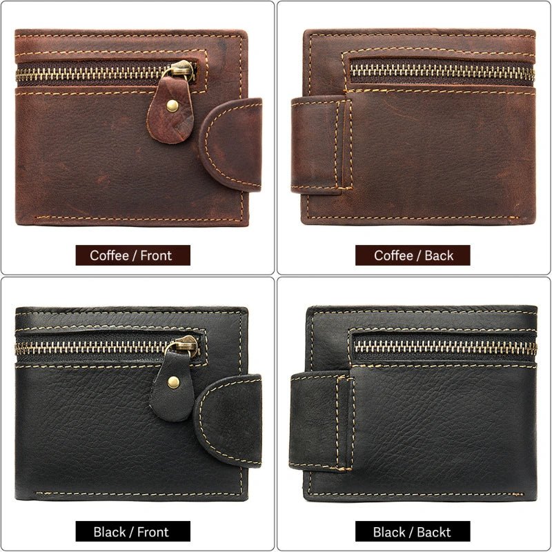 Vintage Crazy Horse Leather Bifold Wallet - DOROCHEY