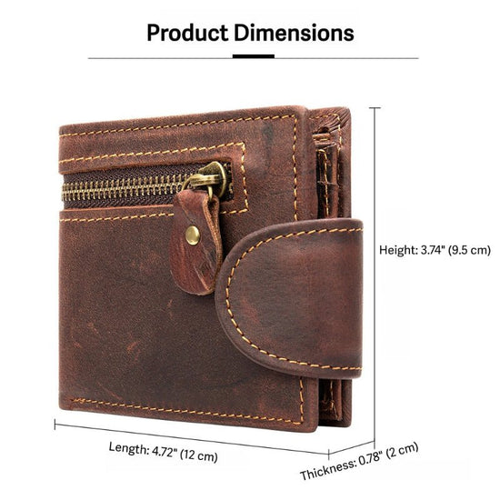 Vintage Crazy Horse Leather Bifold Wallet - DOROCHEY